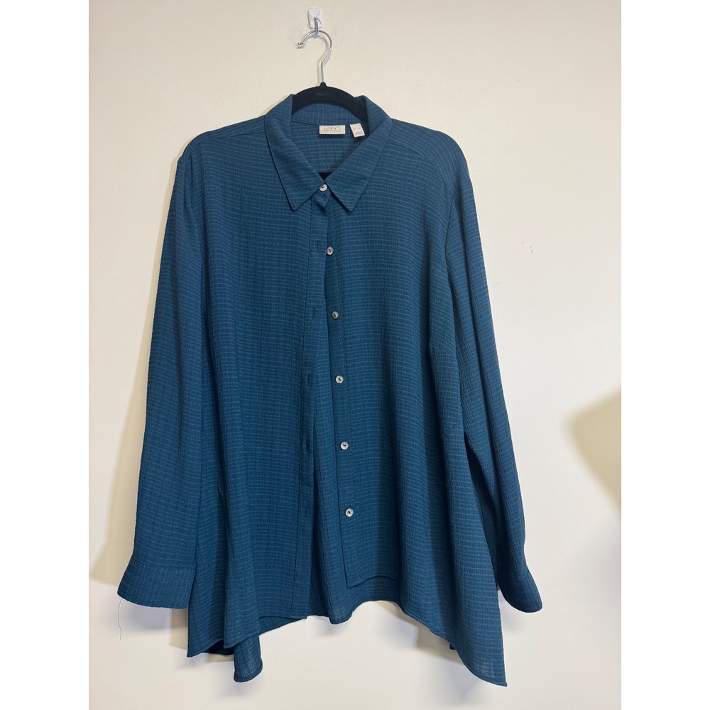 LOGO Women's XL Dark Blue Long Sleeve Button Down Shirt - Picture 3 of 6